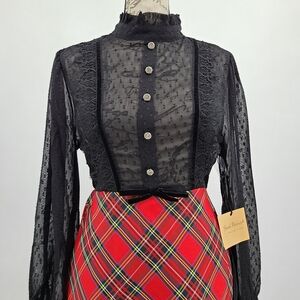 Smak Parlour Plaid And Ruffle Mash Up Dress